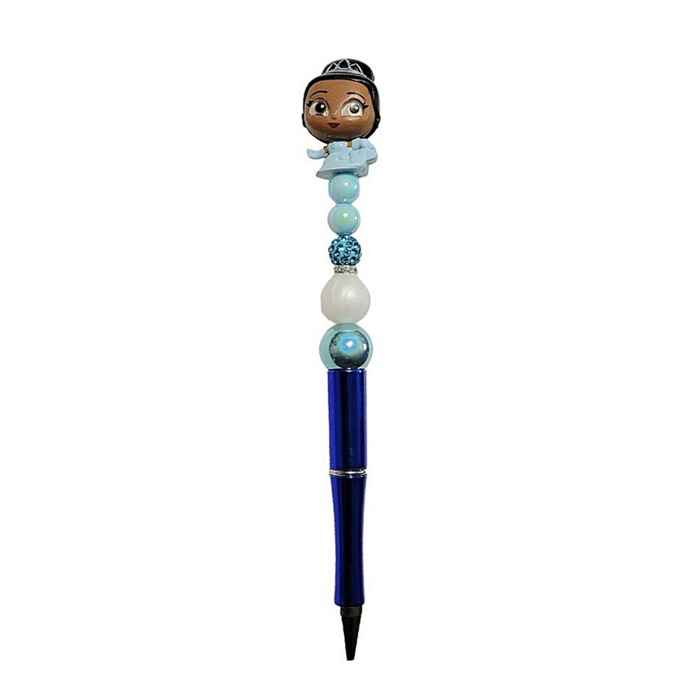 Tiana Disney Doorables Beaded Ballpoint Twist Pen Blue Topper